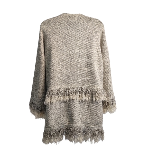 Mud Pie Women's Open Front Fringed Sweater Cardigan Size S/M - Picture 2 of 9